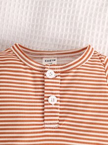 Baby Boy Striped Print Bodysuit & Shorts - Multicolor - View 5