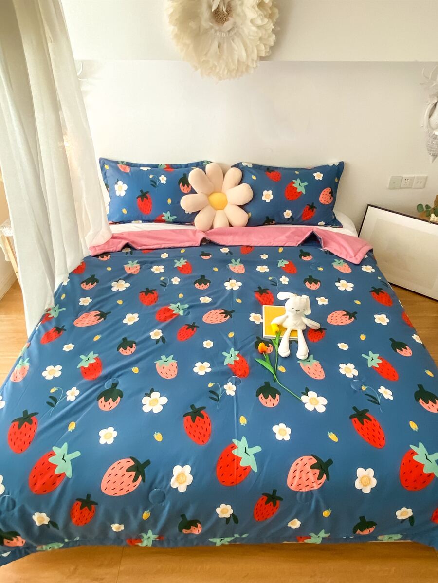 草莓圖案被子 - 彩色 - 查看 1