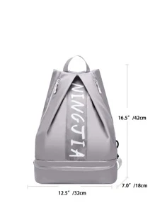 Bolsa de entrenamiento con estampado de letra - Gris - Ver 3