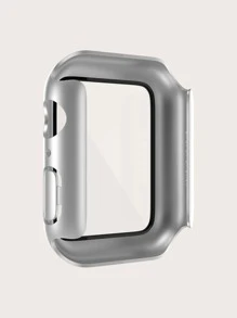 Pc Protective Case With Tempered Glass Compatible With Apple Watch - Silver - View 2