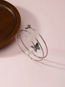 Hombres Brazalete con mariposa y luna - Plata antigua - Ver 3