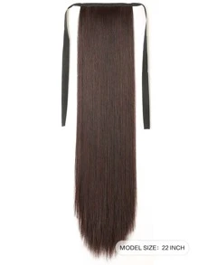 Long Straight Ponytail Synthetic Hair Extension - Brown - View 2