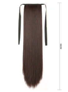 Long Straight Ponytail Synthetic Hair Extension - Brown - View 3