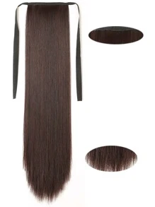 Long Straight Ponytail Synthetic Hair Extension - Brown - View 5