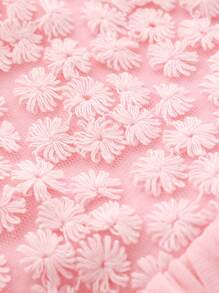 嬰兒花卉刺繡荷葉邊網紗覆蓋連衣裙 - 淺粉色 - 查看 3