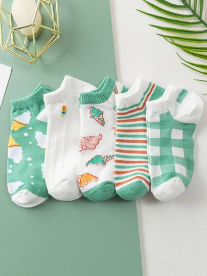 5雙條紋圖案短襪