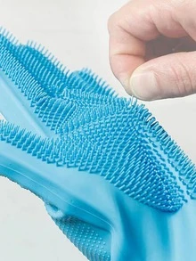 1入組廚房矽膠洗碗手套，家務清潔防水隔熱魔術手套，洗碗刷