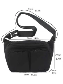 Riñonera con bolsillo delantero para hombre - Negro - Ver 3