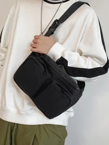 Riñonera con bolsillo delantero para hombre - Negro - Ver 6