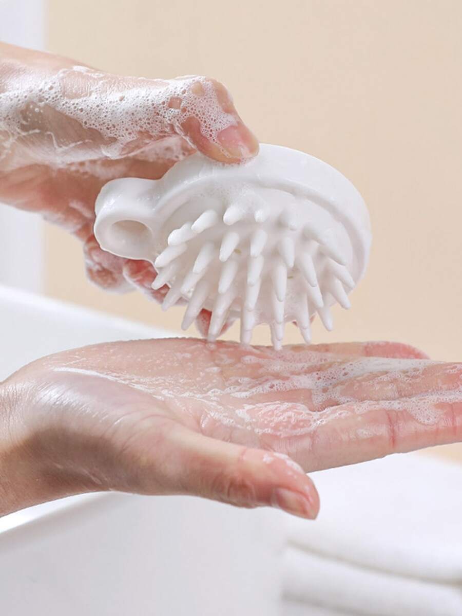 1pc Solid Shampoo Massage Brush - White - View 1
