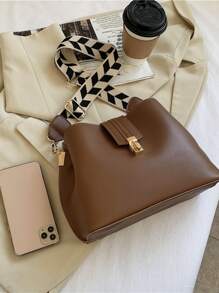 简洁优雅的女士包，时尚百搭的设计，可手提或挎在肩上 - 咖啡棕 - 查看 6