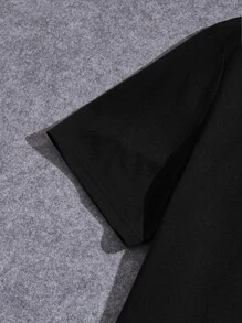 Manfinity VCAY 男士T恤修身領短袖標語圓領T恤休閒都市夏日 - 黑色 - 查看 4