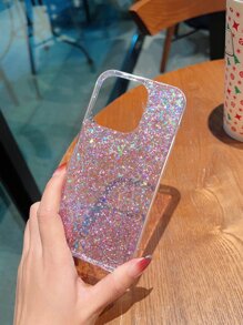 1入組紫色液體矽膠和金箔手機殼，兼容 Iphone 13 Pro Max - 紫色 - 查看 1