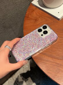 1入組紫色液體矽膠和金箔手機殼，兼容 Iphone 13 Pro Max - 紫色 - 查看 3