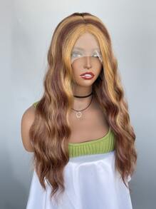 13*4*1t帶網眼的水波紋卷曲假髮,合成長捲髮 - 間色 - 查看 2