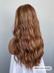 13*4*1t帶網眼的水波紋卷曲假髮,合成長捲髮 - 間色 - 查看 3
