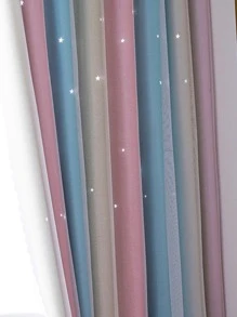 Star Stripe Double-Layer Curtain For Bedroom - Multicolor - View 5