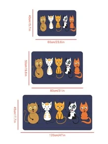 1入組卡通貓樣式廚房地墊 - 彩色 - 查看 2