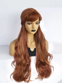 Peluca sintética cosplay largo rizado con tupe - Marrón - Ver 3