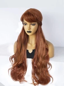 Peluca sintética cosplay largo rizado con tupe - Marrón - Ver 4