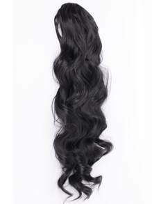 Long Curly Ponytail Synthetic Hair Extension - Black - View 1