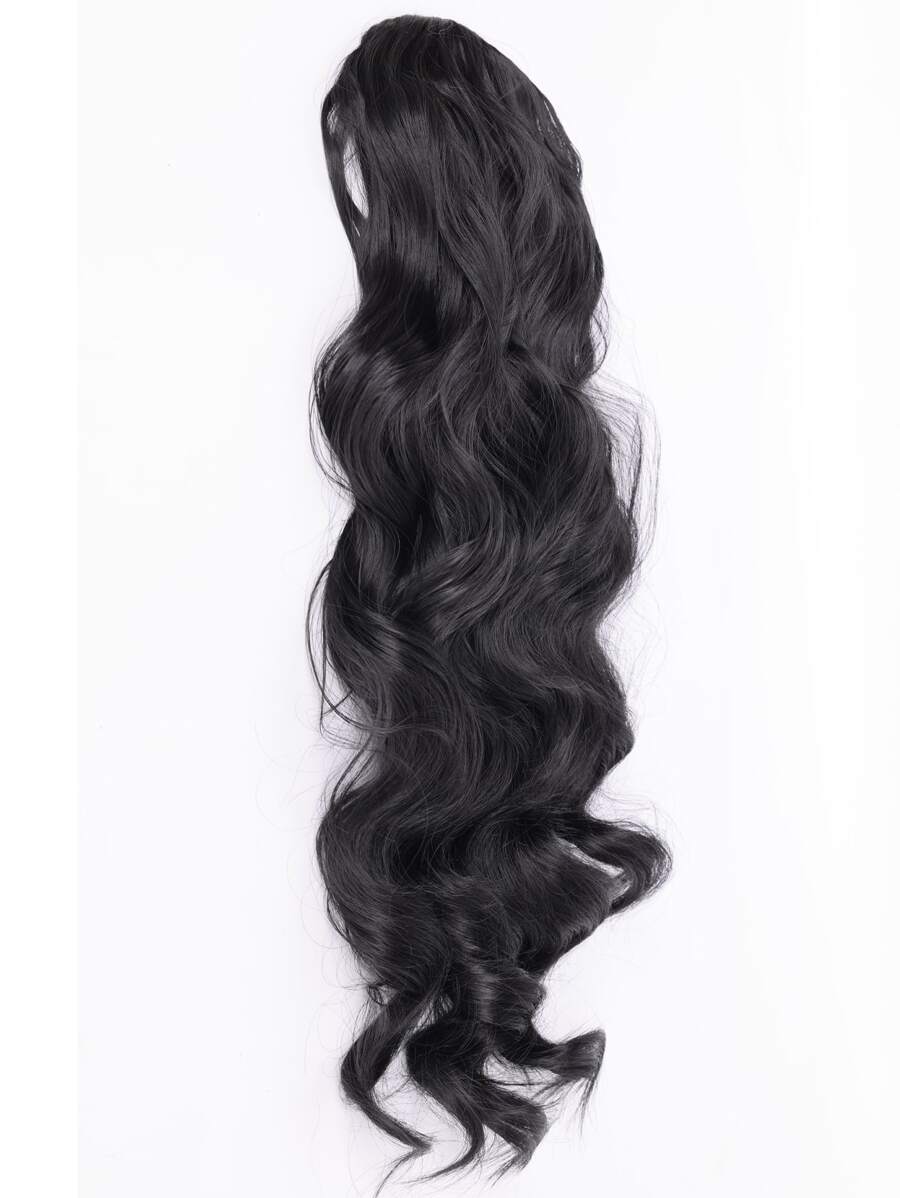 Long Curly Ponytail Synthetic Hair Extension - Black - View 1