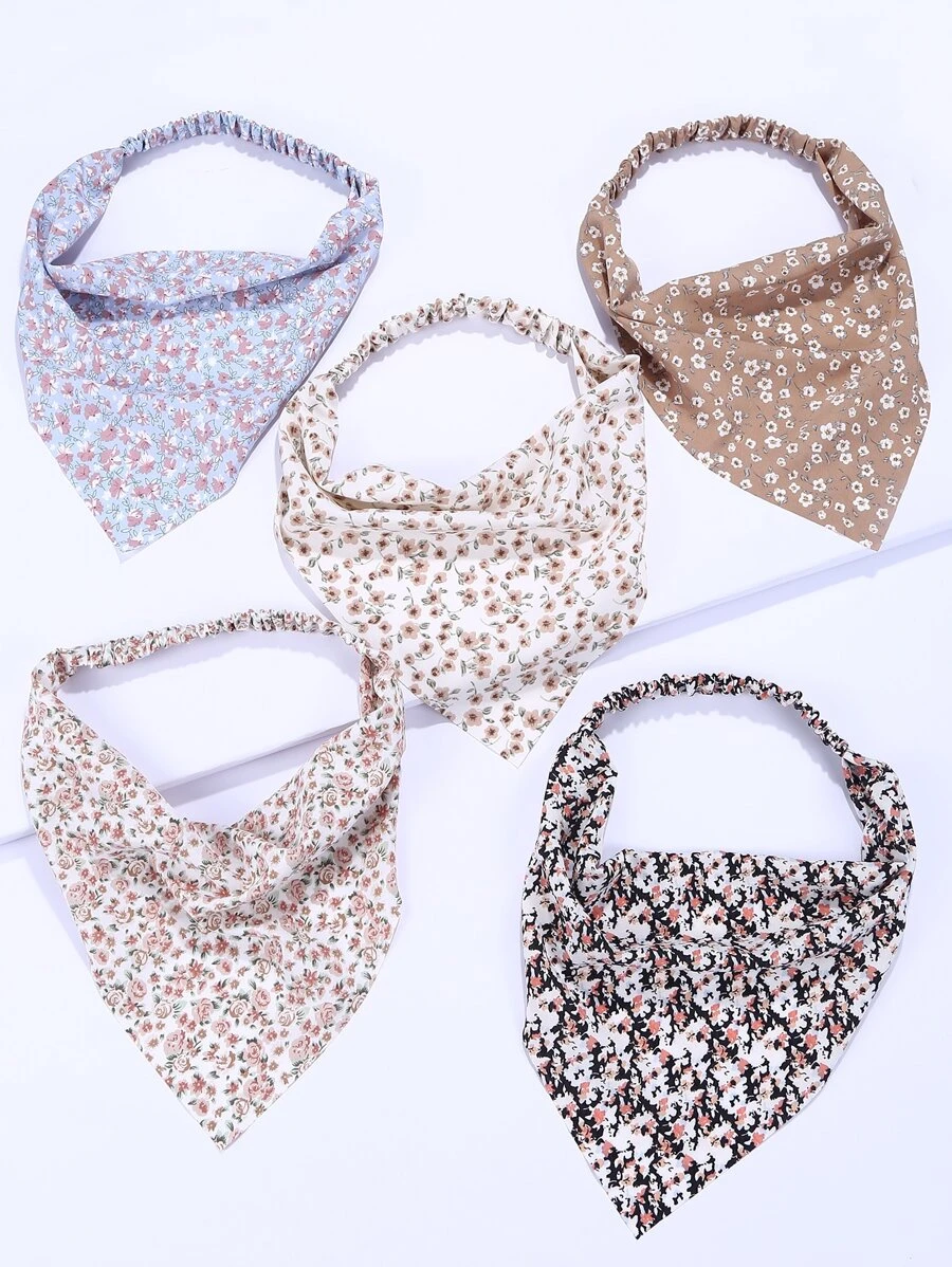 5 chiếc khăn in hoa - Nhiều màu - Xem 1