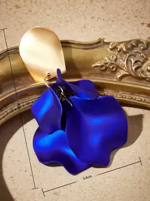 Andkiss Petal Drop Earrings - Navy Blue - View 4