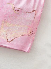 Baby Marble Print Cut Out Tee & Shorts - Pink - View 6