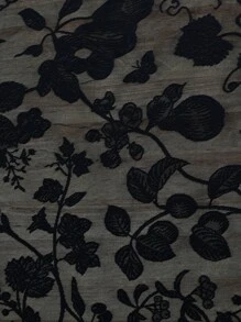 Floral Embroidered Tassel Decor Tablecloth - Black - View 8