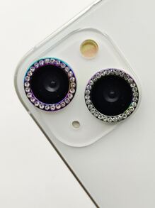 2pcs Rhinestone Decor Eagle Eye Phone Lens Film - Multicolor - View 1