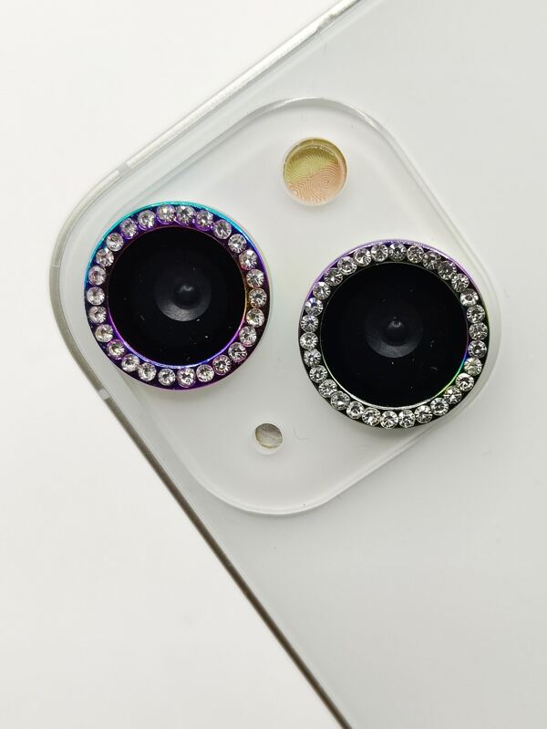 2pcs Rhinestone Decor Eagle Eye Phone Lens Film