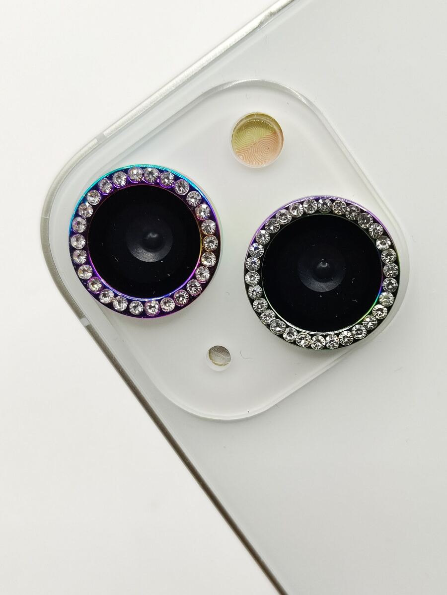 2pcs Rhinestone Decor Eagle Eye Phone Lens Film - Multicolor - View 1