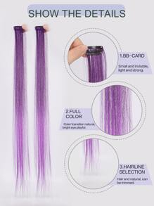 Clip In Long Straight Synthetic Hair Extension - Ombre - View 4