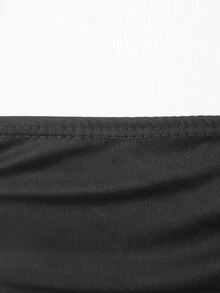 Cross Over Halter Tie Back Keyhole Ruched Dress - Black - View 7