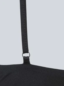 SHEIN Unity Lớp phủ lưới Bảng Áo yếm ôm sát ngực - màu đen - Xem 7