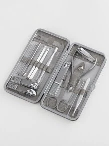 RANCAI Juego de 19 piezas de cortaúñas de acero inoxidable con estuche de almacenamiento, incluye cuchillo para pedicura y herramientas de manicura, conjunto completo de cortaúñas y herramientas para el cuidado de las uñas - Gris - Ver 3