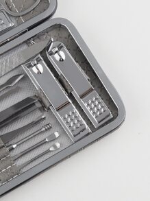 RANCAI Juego de 19 piezas de cortaúñas de acero inoxidable con estuche de almacenamiento, incluye cuchillo para pedicura y herramientas de manicura, conjunto completo de cortaúñas y herramientas para el cuidado de las uñas - Gris - Ver 5