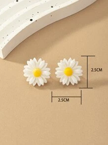 1 对时尚花朵设计多色耳环，适合女士，春夏户外运动休闲装，绝佳礼品 - 白色 - 查看 5