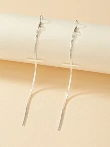 Cross Drop Earrings - Silver - View 4