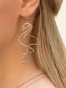 2 chiếc bông tai thả chim hồng hạc - Hoa hồng vàng - Xem 1