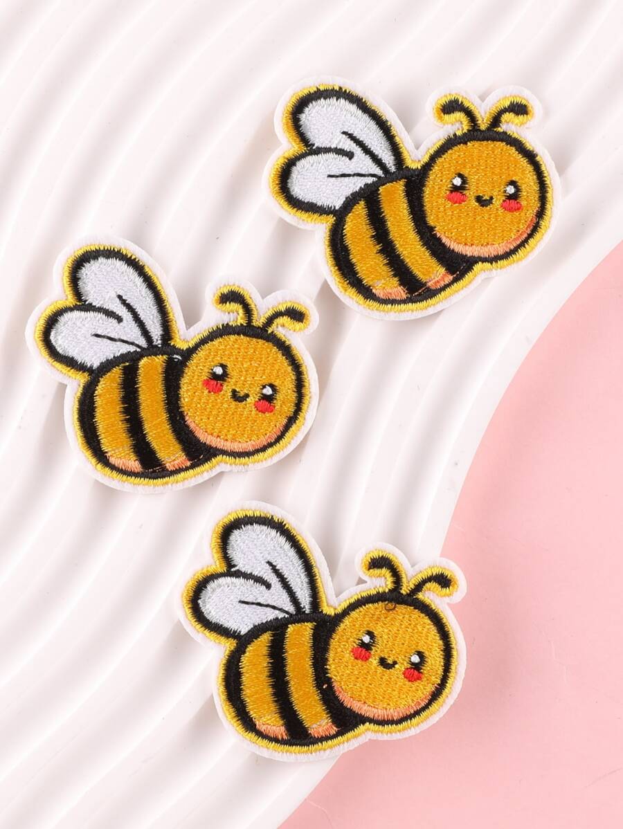 3pcs Cartoon Bee Shaped Iron-on Patch,Cartoon Polyester Patch For Sewing - Multicolor - View 1