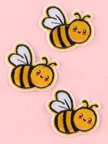 3pcs Cartoon Bee Shaped Iron-on Patch,Cartoon Polyester Patch For Sewing - Multicolor - View 3