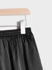 Extended Sizes Hombres Bata de dormir ribete en contraste con cinturón de satén con pantalones - Negro - Ver 6