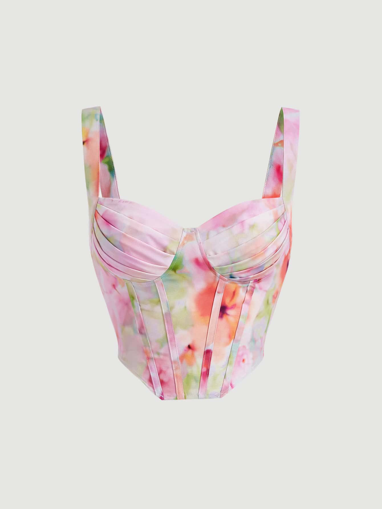 SHEIN MOD Top Cami De Estructura Corset Floral Con Escote Fruncido Bustier - Multicolor - Ver 1