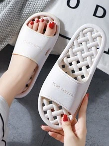 Zapatillas de interior de diseño de enrejado sencillo, de uso casual y elegante para usar a diario en primavera y verano - Blanco - Ver 2