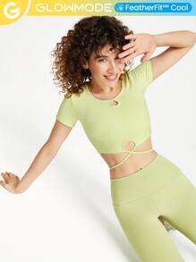 GLOWMODE FeatherFit™-Cool Waist Wrap T-Shirt - Yellow - View 2