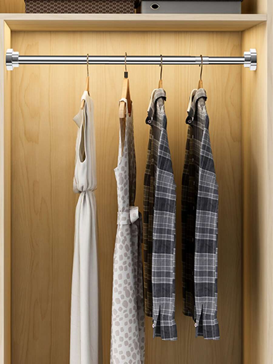 1pc Stainless Steel Wardrobe Pole, Daily Silver Adjustable Wardrobe Strut For Home Room Decor Home Decor Fall Decor Bedroom Decor - Silver - View 1