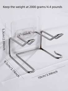 1pc Stainless Steel Hair Dryer Holder - Silver - View 2