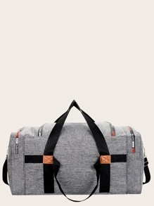 Men Letter Patch Decor Duffel Bag - Grey - View 4